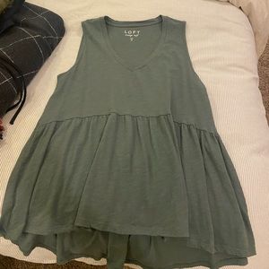 LOFT Green V-neck Peplum Tank NWOT